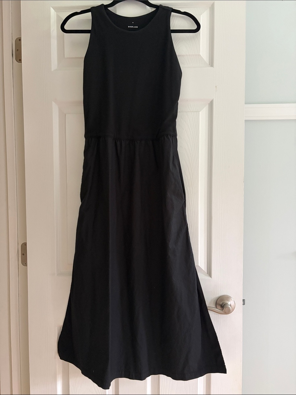 Everlane Black Sleeveless A-Line Midi Dress